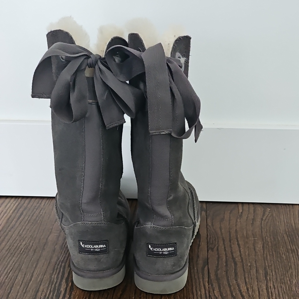Koolaburra Charcoal Boots with Ribbon Accents